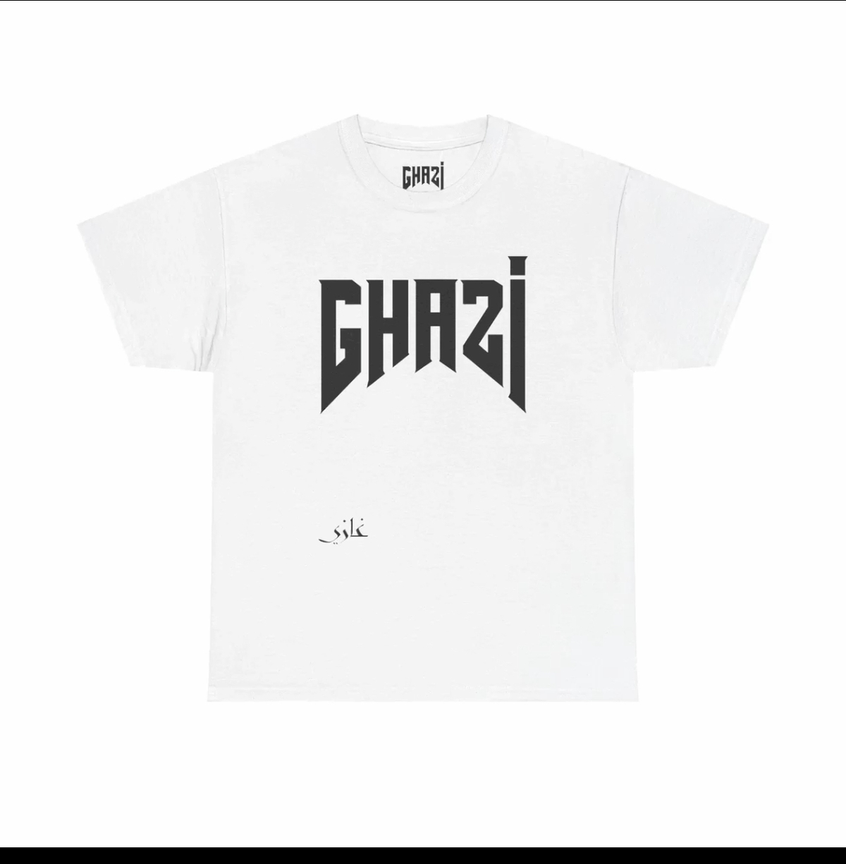 Wit Ghazi T-shirt met zwarte Ghazi print